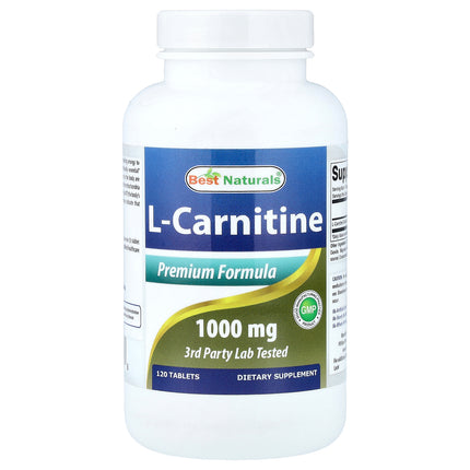 Best Naturals L-Carnitine, 1,000 mg 120 Tablets - front of pack