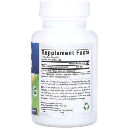 Best Naturals TUDCA 250 mg 60 Capsules Supplement Facts back