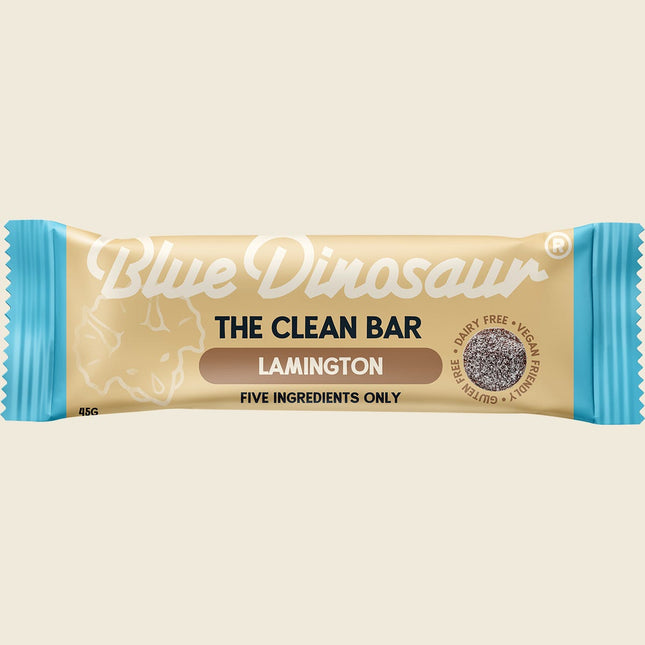 Blue Dinosaur The Clean Bar Lamington 45g, front of pack