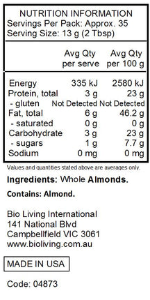 Nutrition Information for Almond Meal Flour Natural Gluten Free 453g