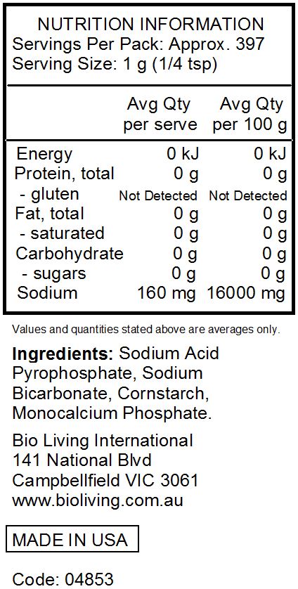Nutrition Information for Baking Powder Pouch 385g