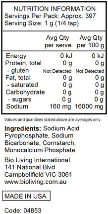 Nutrition Information for Baking Powder Pouch 385g