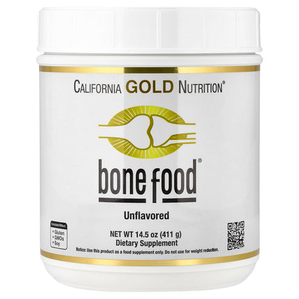California Gold Nutrition Bone Food with Collagen Peptides, Hyaluronic Acid, plus Vitamins & Minerals - Front of pack