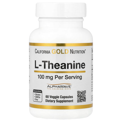 California Gold Nutrition L-Theanine, Featuring AlphaWave, 100 mg, 60 Veggie Capsules - product front