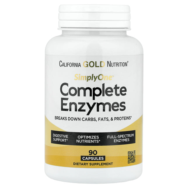California Gold Nutrition SimplyOne Complete Enzymes 90 capsules bottle, front of pack