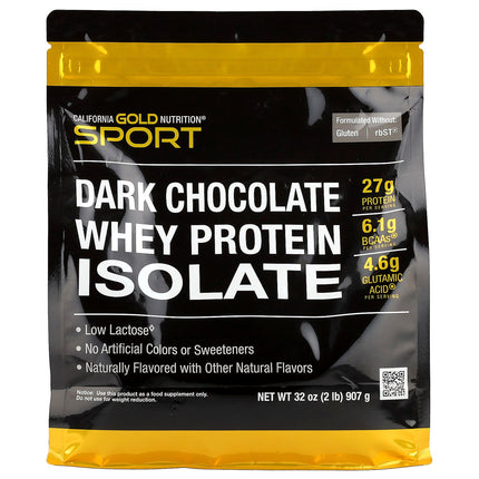 California Gold Nutrition Whey Protein Isolate Dark Chocolate 907g - Front