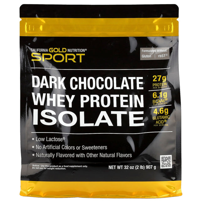 California Gold Nutrition Whey Protein Isolate Dark Chocolate 907g - Front