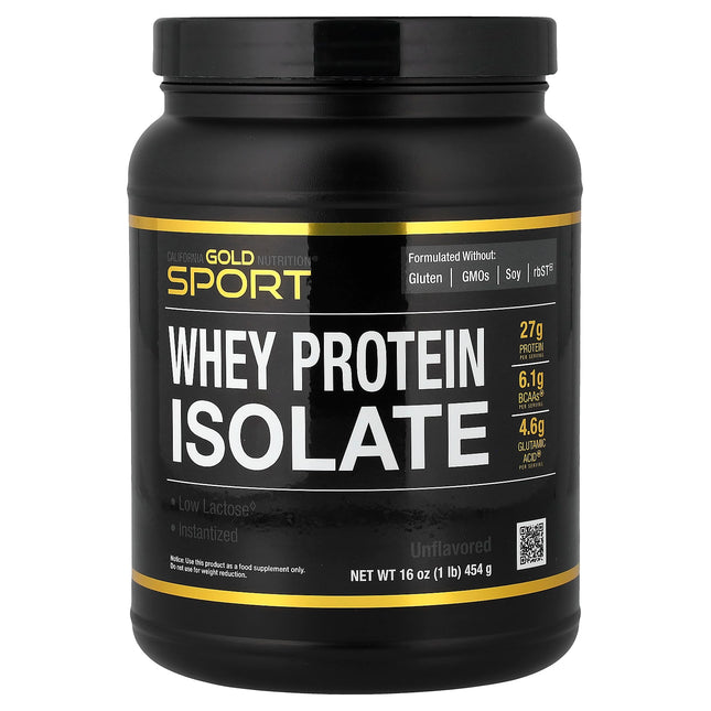 California Gold Nutrition Whey Protein Isolate Unflavoured 454g - Front