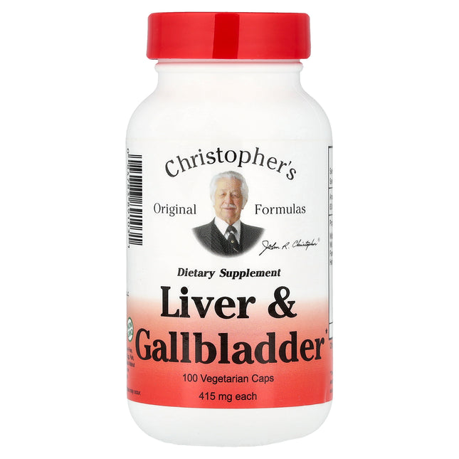 Christopher's Original Formulas Liver & Gallbladder 100 vegetarian capsules bottle, front of pack