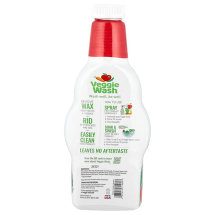Citrus Magic, Veggie Wash®, Fruit and Vegetable Wash 32 fl oz (946 ml) Refill - back label with ingredients