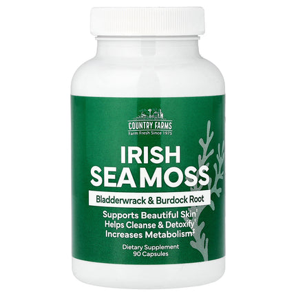 Country Farms Irish Sea Moss 90 capsules bottle, front of pack