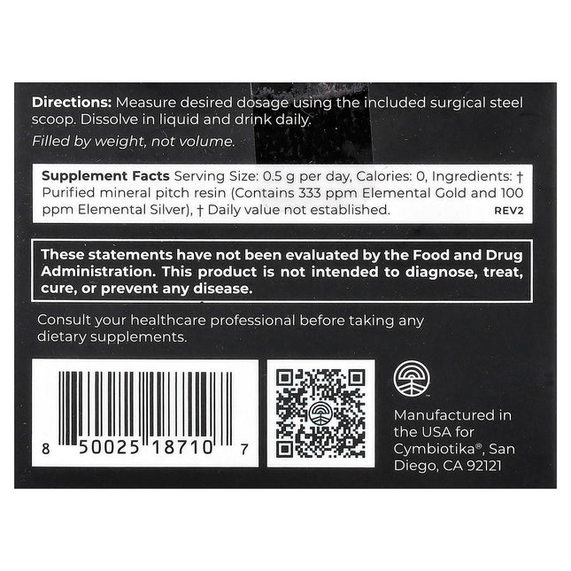 Cymbiotika Shilajit Live Resin 0.53 oz 15 g - back label