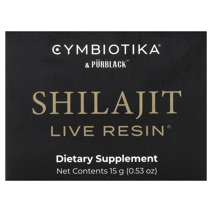 Cymbiotika Shilajit Live Resin 0.53 oz 15 g - front of jar