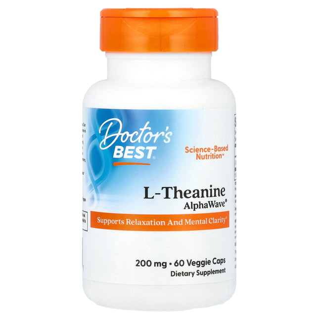 Doctor's Best L-Theanine, AlphaWave, 200 mg, 60 Veggie Caps - product front