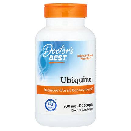 Doctor's Best Ubiquinol 200 mg bottle front, 120 softgels