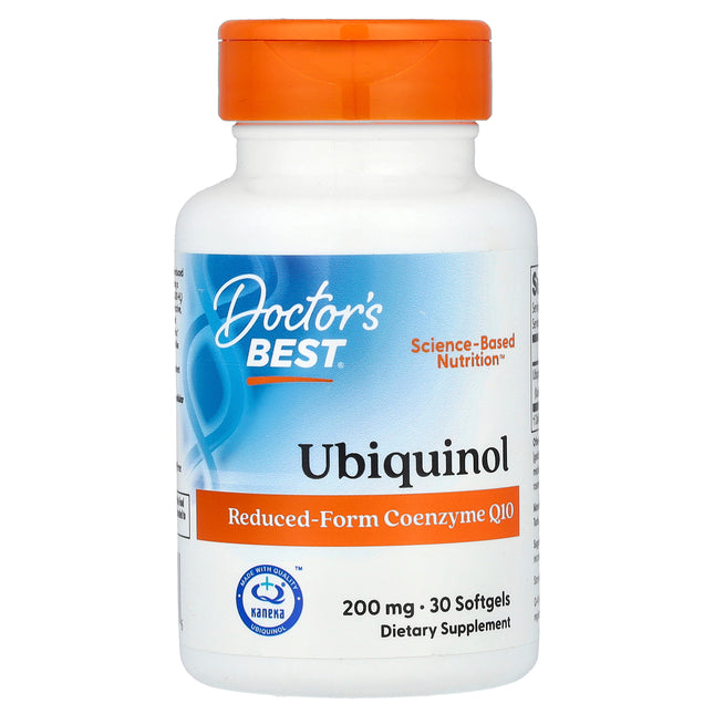Doctor's Best Ubiquinol 200 mg bottle front, 30 softgels