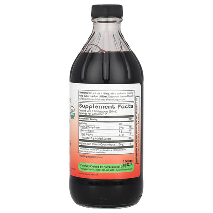Dynamic Health Organic Tart Cherry Concentrate 473 ml, back label with supplement facts and ingredients