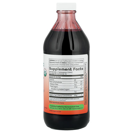 Dynamic Health Tart Cherry Ultra 5X Concentrate 473 ml, back label with supplement facts and ingredients