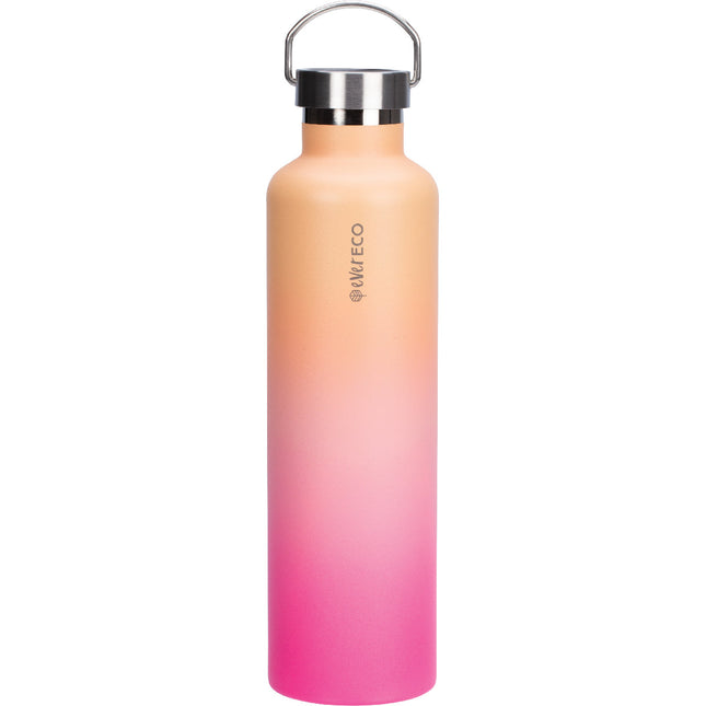 Ever Eco Rise 1L insulated stainless steel drink bottle with carry handle, front view