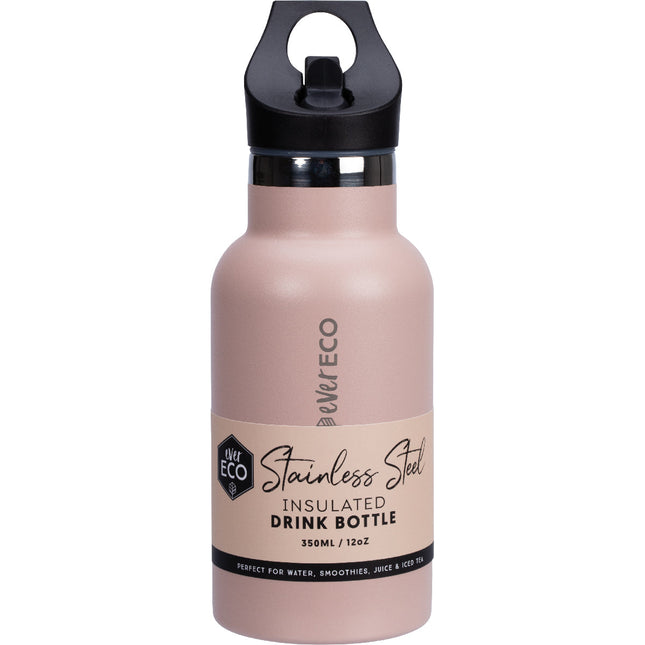 Ever Eco Rose 350ml insulated stainless steel drink bottle with sip lid, front view