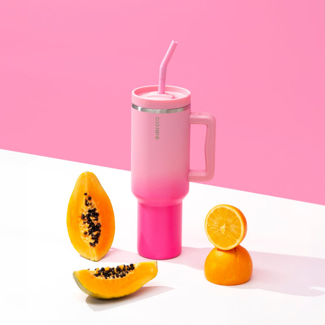 Ever Eco Rise 1.18L insulated tumbler with straw styled with papaya and orange