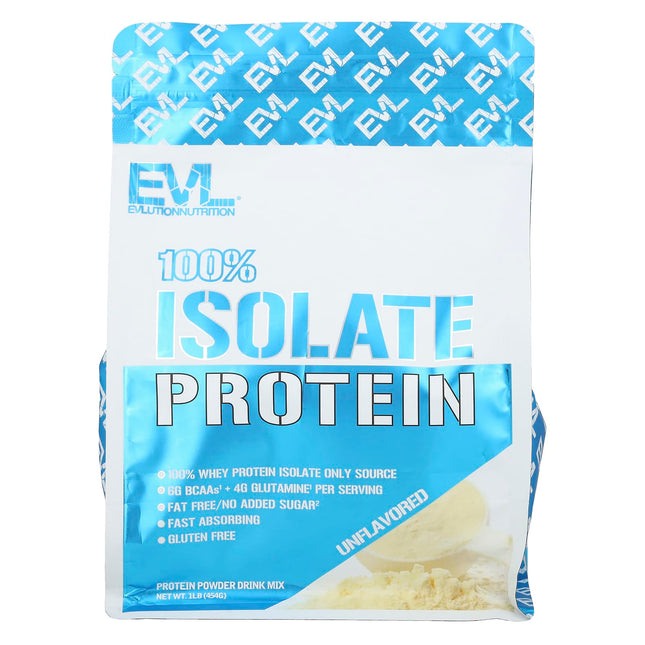 EVLution Nutrition 100% Isolate Protein Unflavoured 454g - Front