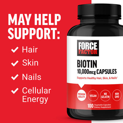 Force Factor Biotin 10,000 mcg 100 Vegetable Capsules additional product image 3