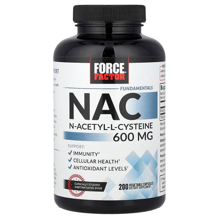 Force Factor Fundamentals NAC N-Acetyl-L-Cysteine 600 mg 200 Vegetable Capsules product image