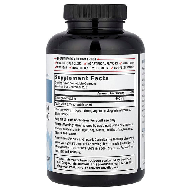 Force Factor Fundamentals NAC N-Acetyl-L-Cysteine 600 mg 200 Vegetable Capsules additional product image 2