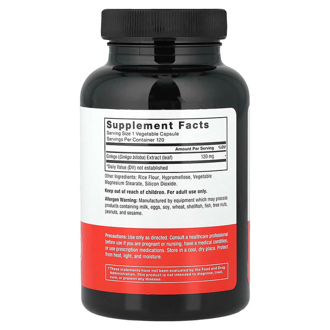 Force Factor Ginkgo Biloba 120 mg 120 Vegetable Capsules additional product image 2