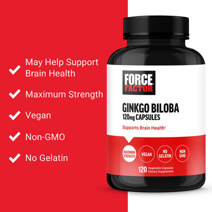 Force Factor Ginkgo Biloba 120 mg 120 Vegetable Capsules additional product image 3