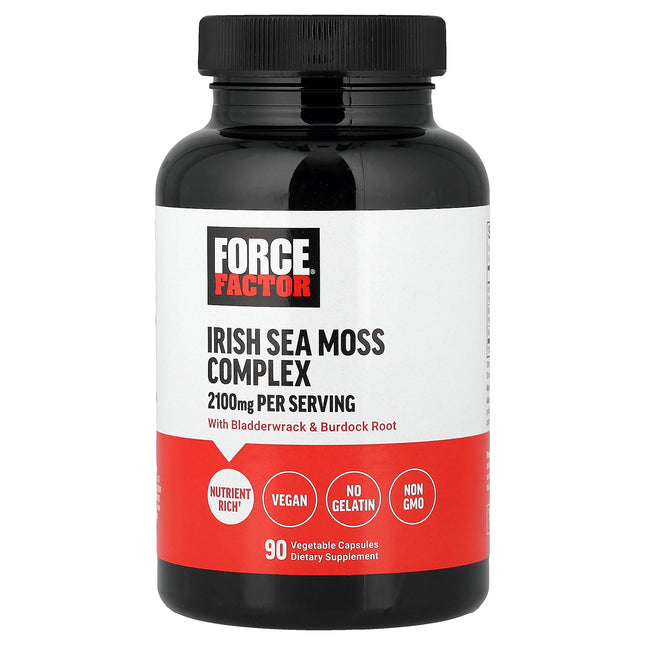 Force Factor Irish Sea Moss Complex, 90 vegetable capsule bottle front of pack