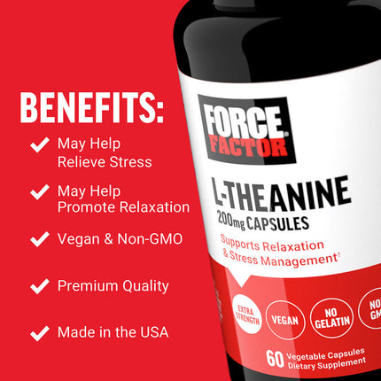 Force Factor L-Theanine Extra Strength 200 mg 60 Vegetarian Capsules additional product image 3