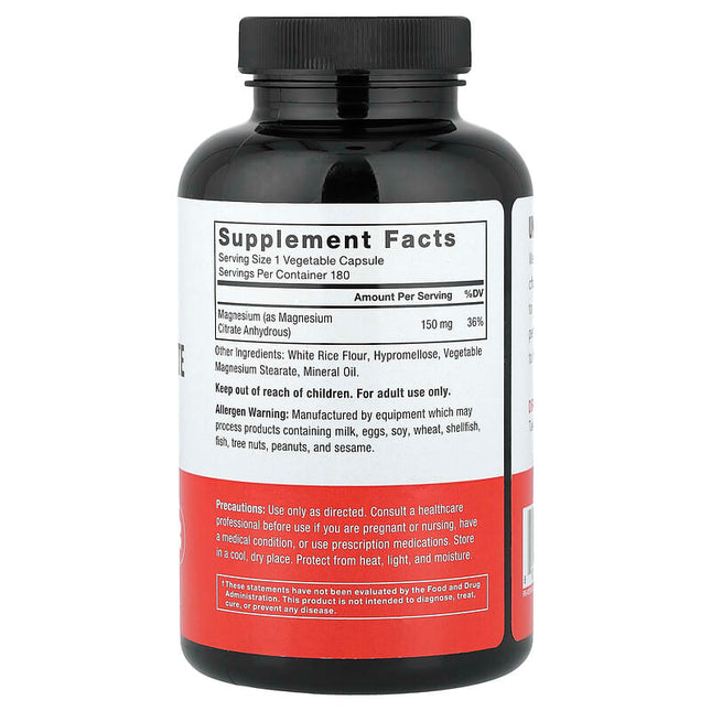 Force Factor Magnesium Citrate 150 mg 180 Vegetable Capsules additional product image 2