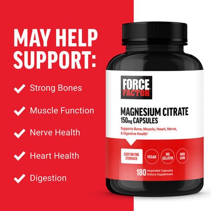 Force Factor Magnesium Citrate 150 mg 180 Vegetable Capsules additional product image 3