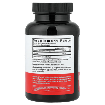 Force Factor Magnesium + L-Theanine, 120 Vegetable Capsules - supplement facts and ingredients label