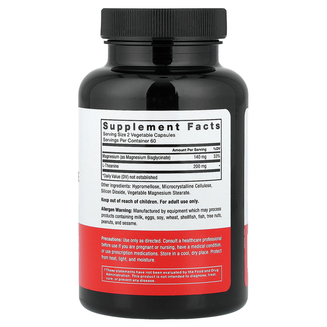 Force Factor Magnesium + L-Theanine, 120 Vegetable Capsules - supplement facts and ingredients label