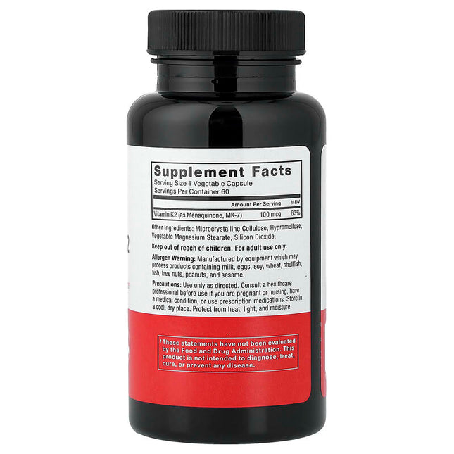Force Factor MK-7 Vitamin K2 100 mcg 60 Vegetable Capsules additional product image 2