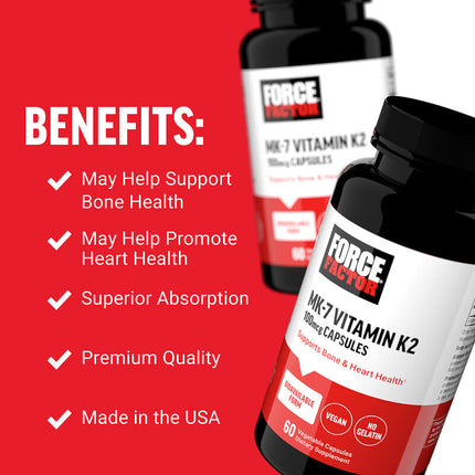 Force Factor MK-7 Vitamin K2 100 mcg 60 Vegetable Capsules additional product image 3