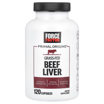 Force Factor Primal Origins Grass-Fed Beef Liver 120 Capsules (750 mg per Capsule) product image