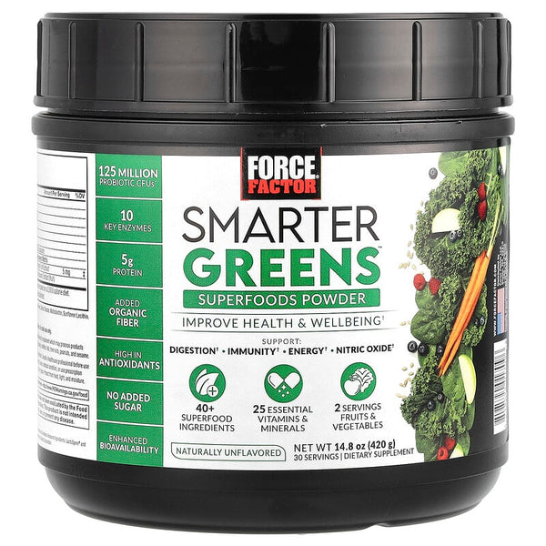 Force Factor Smarter Greens Superfood Powder Unflavoured 14.8 oz (420 g) product image