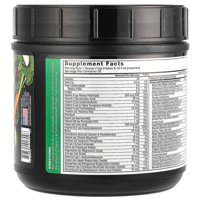 Force Factor Smarter Greens Superfood Powder Unflavoured 14.8 oz (420 g) additional product image 2