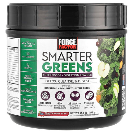 Force Factor Smarter Greens Superfoods + Digestion Powder Pomegranate Berry 16.8 oz (477 g) product image