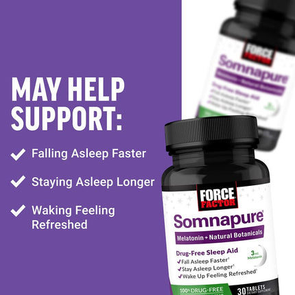 Force Factor Somnapure Melatonin + Natural Botanicals 30 Tablets additional product image 4