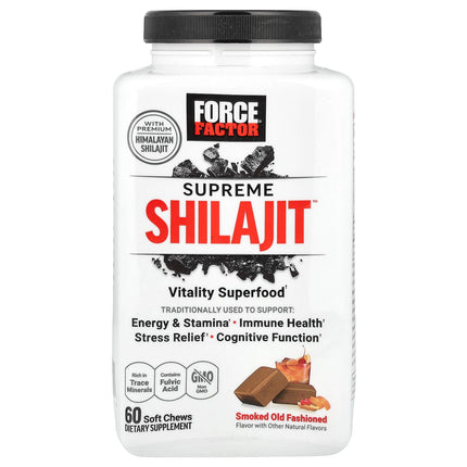 Force Factor Supreme Shilajit Smoked Old Fashioned 60 Soft Chews - front of pack