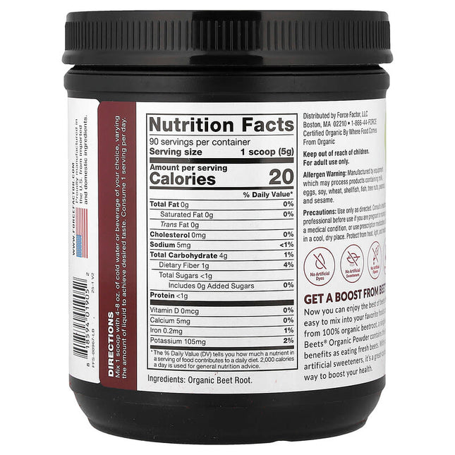 Force Factor Total Beets Organic Beetroot Powder 15.9 oz (450 g) additional product image 2