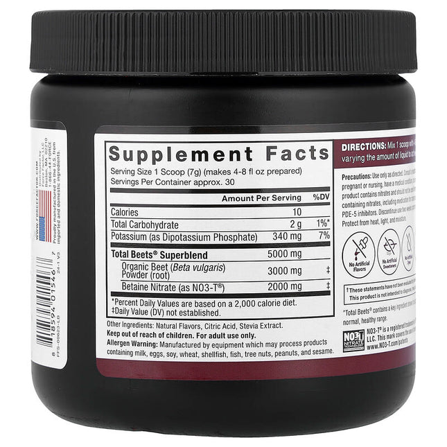 Force Factor Total Beets Original Drink Powder Pomegranate Berry 7.4 oz (210 g) additional product image 2