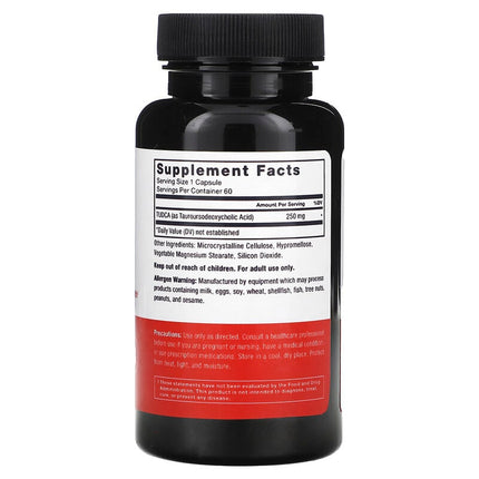 Force Factor TUDCA 250 mg 60 Vegetable Capsules Supplement Facts back