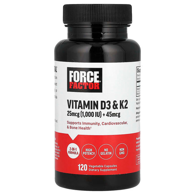 Force Factor Vitamin D3 & K2 120 Vegetable Capsules product image