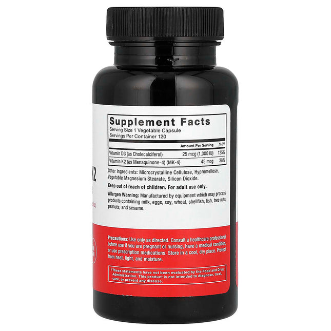 Force Factor Vitamin D3 & K2 120 Vegetable Capsules additional product image 2